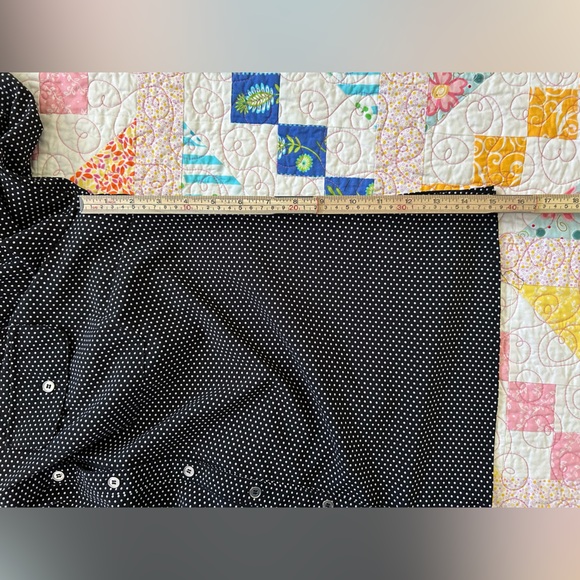 NY Collection Black Polka Dot Button Down Shirt - Picture 5 of 5